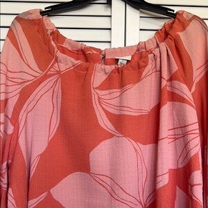 Floral Orange and Peach Women's Large Top